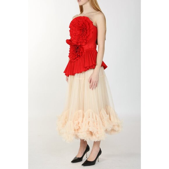 Angel 3D Pleated Flower Tube Bustier Top - Picture 7 of 12